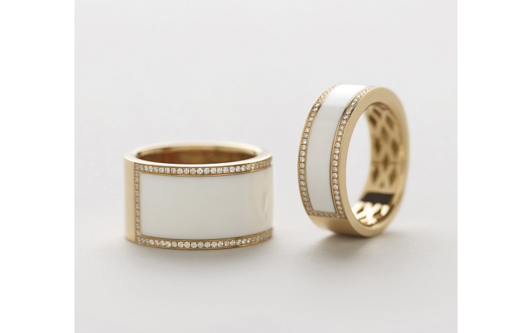 Rosé gouden ring met witte kogolong